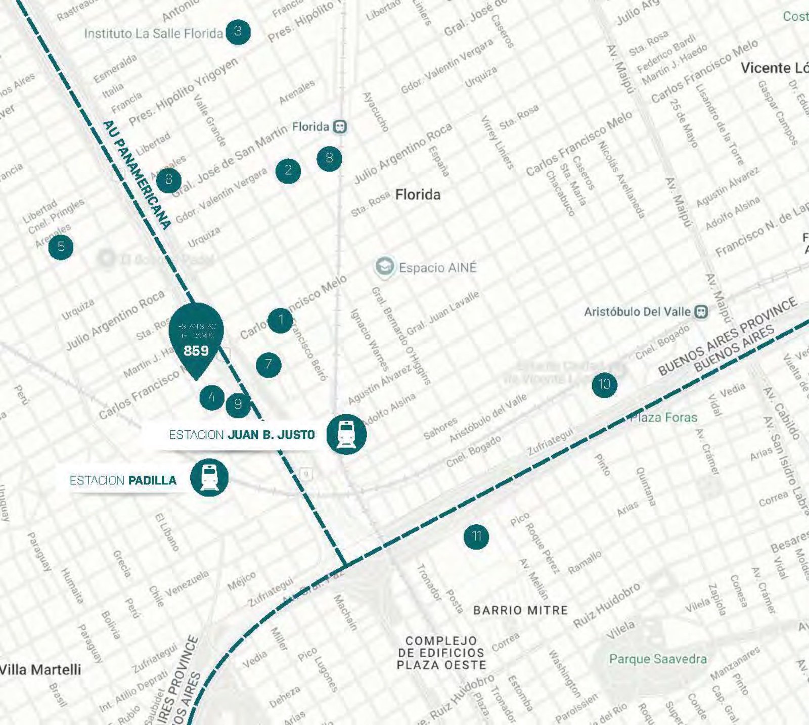 Mapa de la zona de Estanislao