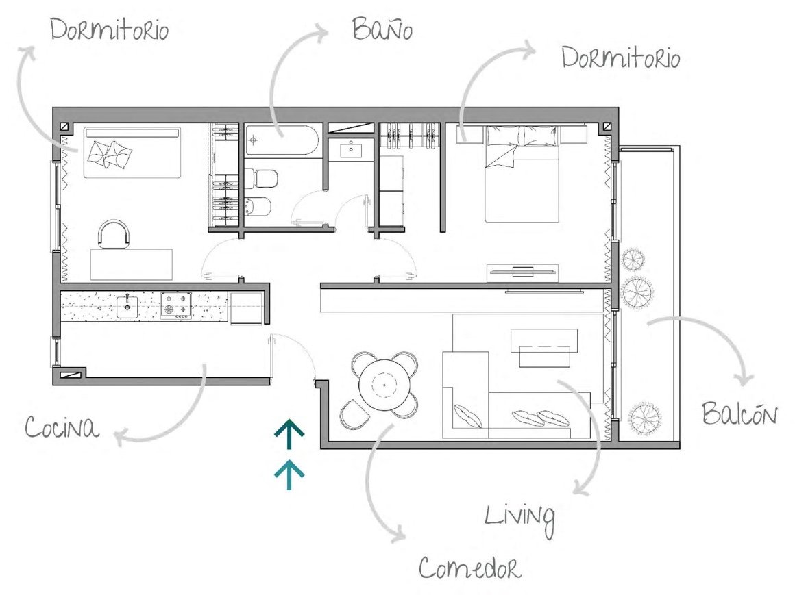 Planta de la Tipología 4 — unidades 1C · 2C