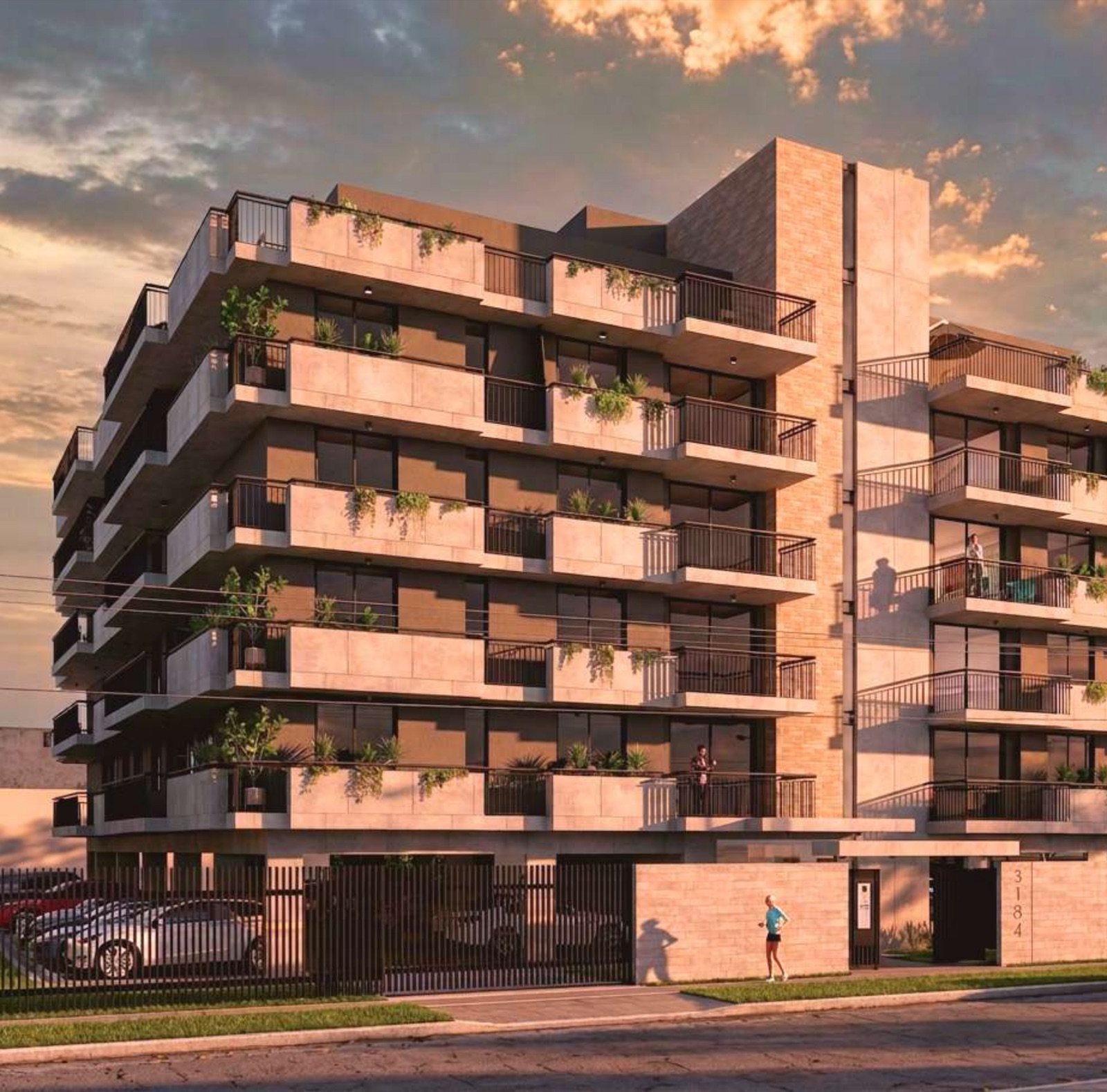 Render de la fachada de Nodo Tau sobre Francisco N. de Laprida