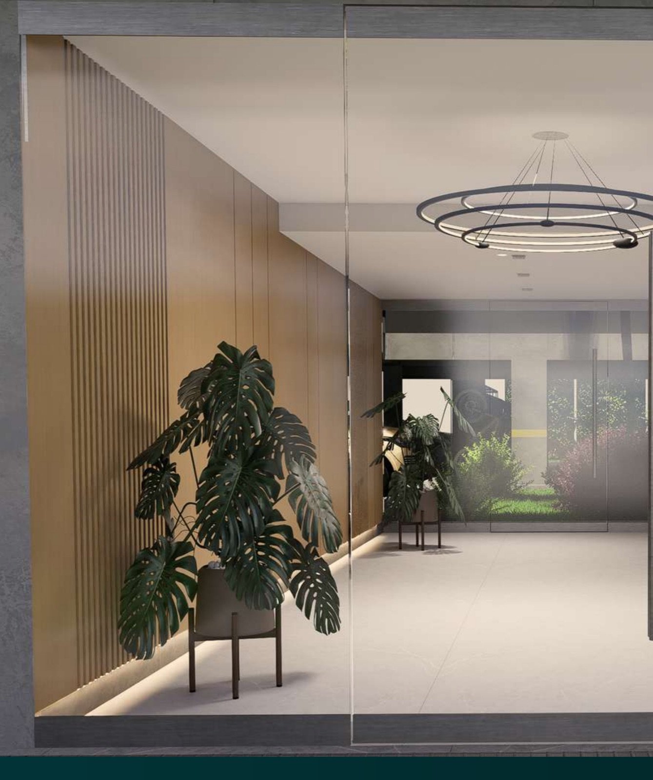 Render del hall de acceso